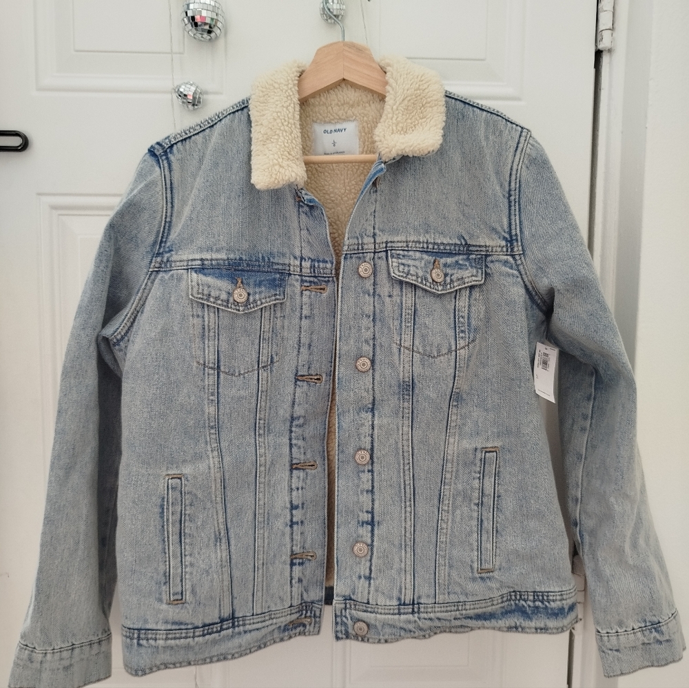 Old Navy Blue Denim Sherpa Jacket